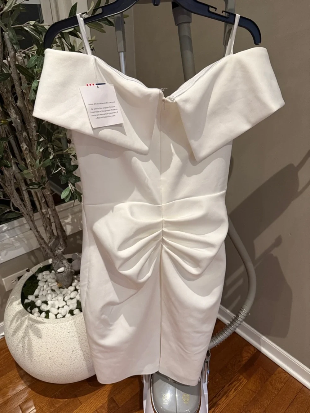 XSCAPE Womens White Scuba Waterfall Ruffle Short Sleeve Midi Sheath Dress - Picture 7 of 10